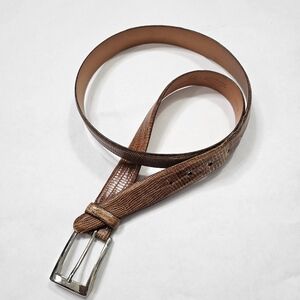 Martin Dingman Men's Brown Leather Belt Lizard Grain Calf Leather Size 38